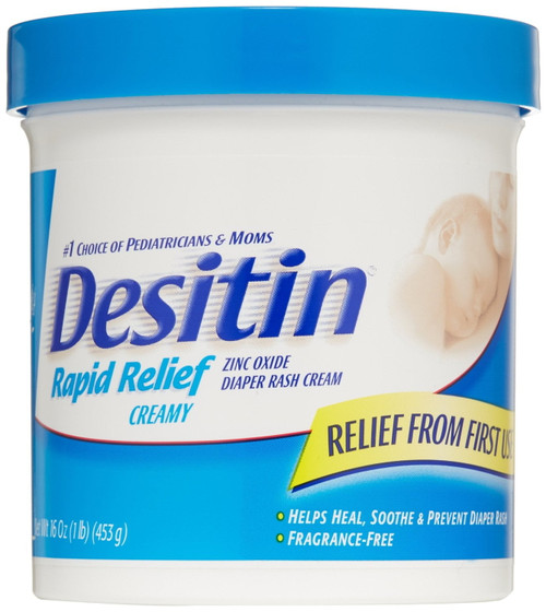 Desitin Diaper Rash Cream Rapid Relief, 16-ounce Jar