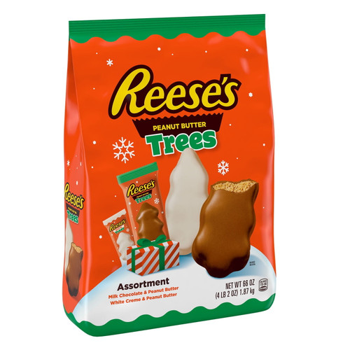 Reese's, Assorted Milk Chocolate White Creme Peanut Butter Trees Candy, Christmas, 66 Oz, Bulk Variety Bag