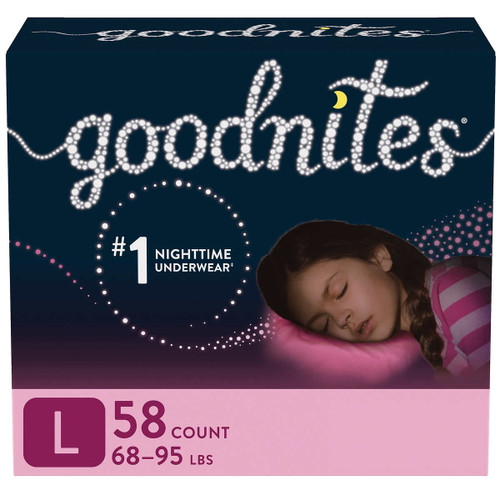 Goodnites Nighttime Bedwetting Underwear, Girls' L (68-95 Lb.), 75 Ct