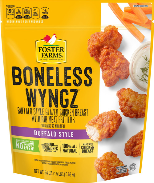 Foster Farms No Antibiotics Ever Buffalo Style Boneless Chicken Wyngz