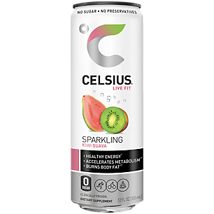 Celsius Sparkling Energy Drink  No Sugar Or Preservatives  Kiwi Guava (4 Drinks, 12 Fl Oz. Each)