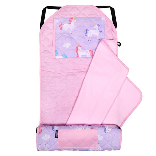 Wildkin Modern Nap Mat With Elastic Corner Straps For Toddler Boys And Girls, Daycare And Preschool (unicorn Purple)