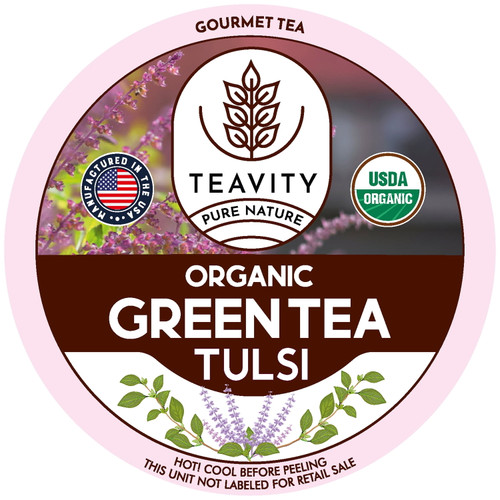 Teavity Organic Tulsi Green Tea K Cup | Recyclable Single-serve Tea Pod Compatible With Keurig K-cup 2.0 Brewers | Usda Certified Organic Tea | 36 Counts (pack Of 1)