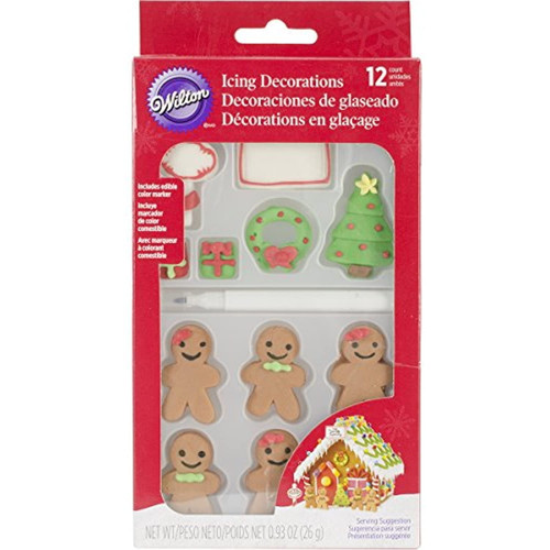 Wilton 12 Count Christmas Gingerbread Icing Decorations