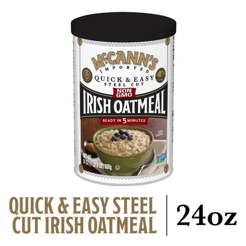 Mccann's, Imported Quick & Easy Steel Cut Irish Oatmeal, Non-gmo Project Verified Oatmeal, Kosher, 24 Oz Canister