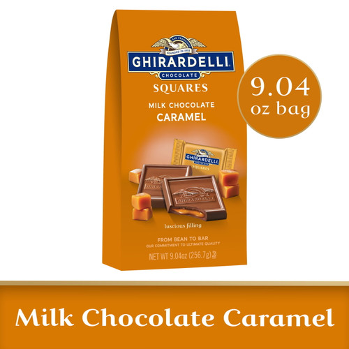 Ghirardelli Milk Chocolate Squares With Caramel Filling, Holiday Chocolate, 9.04 Oz Bag