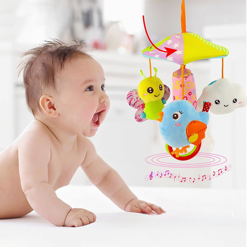 Spring Park Baby Crib Bed Bell Cot Bell Umbrella Hanging Rotating Rattle Gifts Toy