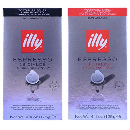 Illy Espresso Coffee Ese Pods Variety Pack (dark Roast, 18 Count + Medium Roast, 18 Count)