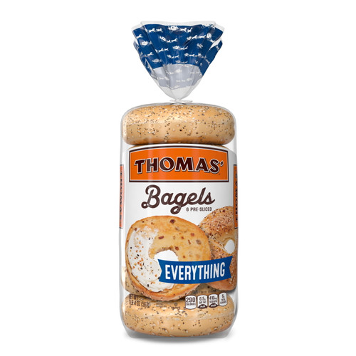 Thomas’ Everything Bagels, 6 Pre-sliced Bagels, 20 Oz