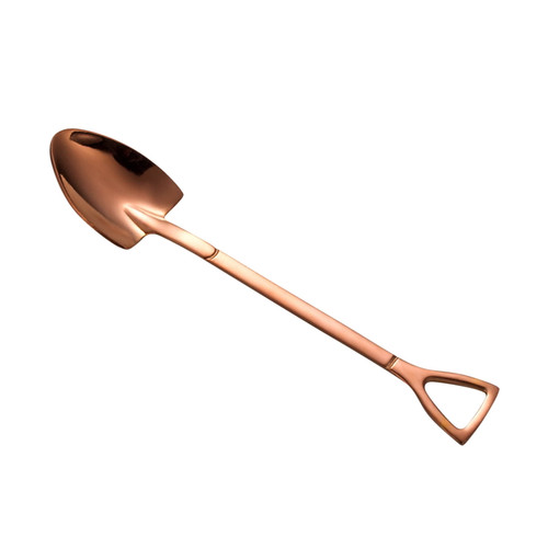 Juebong Creative Stainless Steel Shovel Spoon Fork Coffee Spoon Mixing Bar Spoon Dessert Spoon Fork Watermelon Spoon, Rose Gold, Stainless Steel