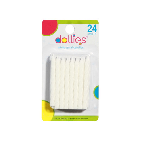 Dallies White Spiral Birthday Candles, 24ct
