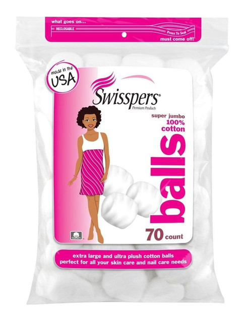 (3 Pack) Swisspers Cotton Balls Jumbo Plus Size, 70 Count
