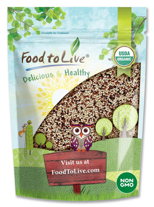 Organic Tri-color Quinoa, 1 Pound — Non-gmo, Kosher, Raw, Vegan, Sproutable — By Food To Live