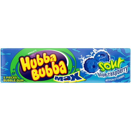 Hubba Bubba Max Sour Blue Raspberry Bubble Gum - 5 Piece Pack