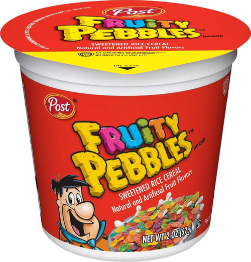 Post Fruity Pebbles Breakfast Cereal, Portable Individual Cereal Cups To Go, Gluten Free Cereal, 2.0-ounce (pack Of 12) (pp-grce33476)