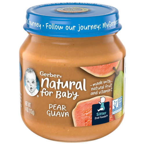 Gerber 2nd Foods Natural For Baby Baby Food, Pear Guava, 4 Oz Jar (10 Pack)