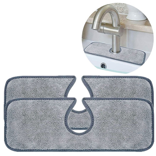 2/4pcs Reusable Faucet Absorbent Mat Fast Absorbing Kitchen Bathroom Faucet Drip Catcher Microfiber Countertop Protector New