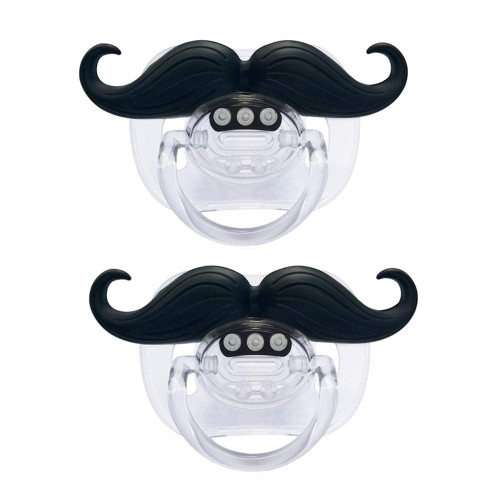 Vonter Mustachifier Cute Silicone Adult Mustache Pacifier Funny Mustache Pacifier - Infant & Toddler Orthodontic Mustache Pacifier - Bpa Free - Funny Gift For Newborn & Baby Shower Pack Of 2 Black