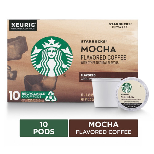 Starbucks Mocha Flavored Coffee K-cup Pods | Medium Roast | Coffee Pods For Keurig Brewers | 1 Box (10 Pods)