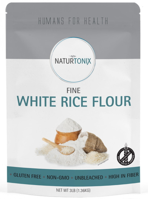 Naturtonix White Rice Flour 3 Lb Resealable Pack Gluten Free Non Gmo Kosher