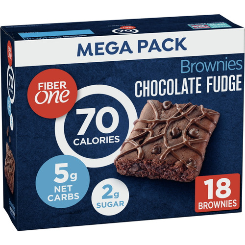 Fiber One 70 Calorie Brownies, Chocolate Fudge, Snack Bars, 18 Ct