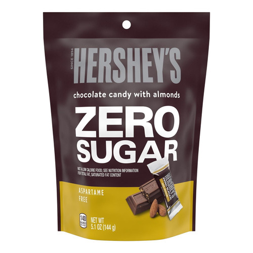 Hershey's, Zero Sugar Chocolate With Almonds Candy Bars, Individually Wrapped, Aspartame Free, 5.1 Oz, Bag