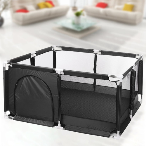 Baby Playpen Pool Balls Square Children Playard Fence Baby Pool With Basketball Hoop Breathable Mesh For Indoors Outdoors Infant Toddler Use