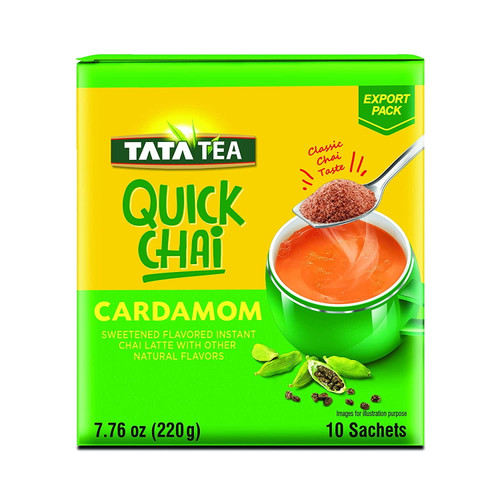 Tata Tea Quick Chai Cardamom, 10 Sachets 220g (7.76 Oz)