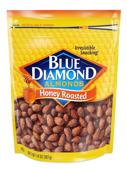 Blue Diamond Almonds, Honey Roasted Snack Nuts, 14oz Bag