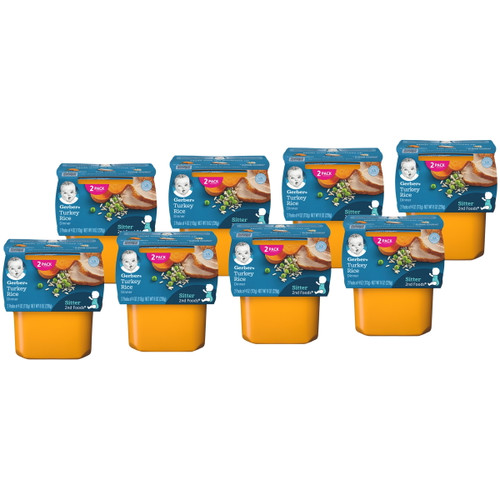 Gerber 2nd Foods Turkey Rice Dinner Baby Food, 4 Oz. Tubs, 2 Count (pack Of 8)
