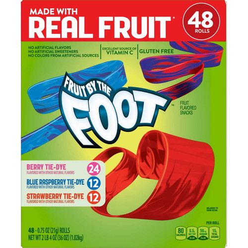 Fruit By The Foot Snacks, Berry Tie-dye And Strawberry Variety Pack 48 Ct. 2.4 Bl