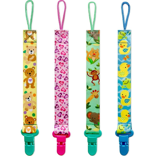 Amerteer Perfec Clip-4 Pack Best Universal Holder Set For Girl/boy, Soothie Pacifiers, Teething Ring Toys, Blankets, Drool Bibs | Perfect