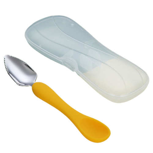 Opolski Anti-wear 1 Set Dual-head Use Anti-rust Baby Spoon Stainless Steel Ergonomic Round Edge Infant Spoon For Home