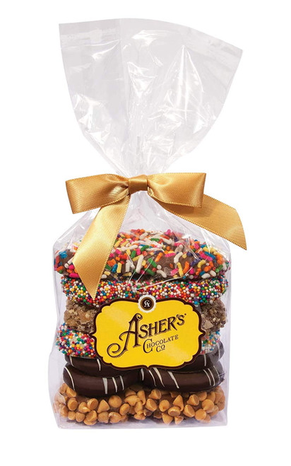 Asher's Chocolates, Chocolate Covered Pretzels, Holiday Assortment, Small Batches Of Kosher Chocolate, Family Owned Since 1892, Assorted Variety Of Pretzels, Christmas Edition, 8 Oz. (milk And Dark)
