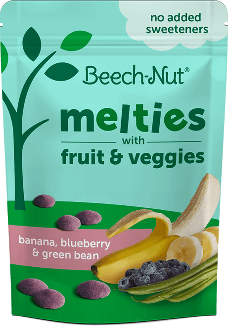 Beech-nut Fruit & Veggie Melties Stage 3, Banana Blueberry & Green Beans Toddler Snack, 1 Oz Pouch