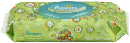 Pampers Natural Clean Wipes Travel Pack, 64 Ea (pack Of 2)