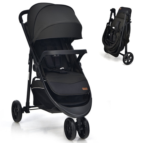 Infans Baby Jogging Stroller Jogger Travel System W/adjustable Canopy For Newborn Black