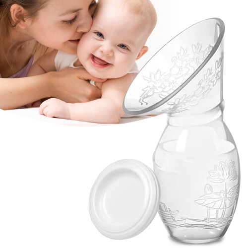 Manual Breast Pump, Food Grade Silicone Breast Pump For Beastfeeding With Lid , 100 Ml