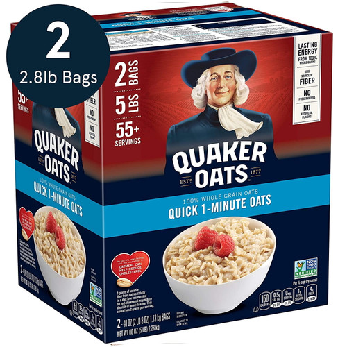 Quaker Quick 1-minute Oatmeal, Non Gmo Project Verified, Two 40oz Bags In Box, 55 Servings
