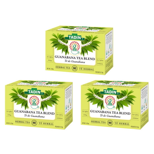 Tadin Soursop / Graviola Herbal Tea Blend. Natural Immune System Support. High In Vitamins And Antioxidants. No Caffeine. 24 Bags. 0.76 Oz. Pack Of 3