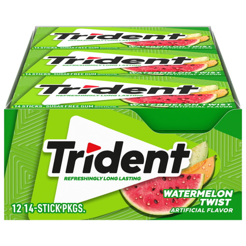Trident Watermelon Twist Sugar Free Gum, 12 Packs Of 14 Pieces (168 Total Pieces)