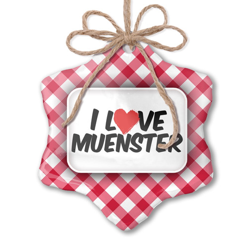 Christmas Ornament I Love Muenster Red Plaid Neonblond