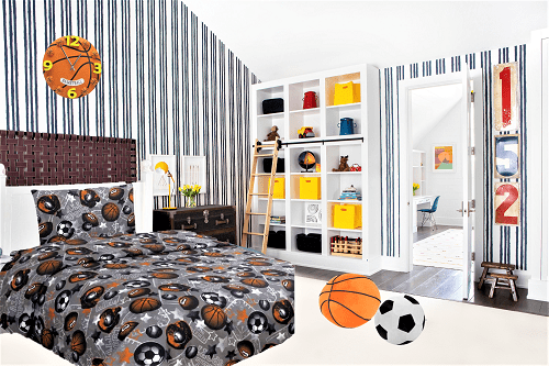 3pc Twin Sheet Set Football Bedding Super Soft Cozzy Flexible Charming Baby Kids Girl Boy Toddler Nursery Room Includes : 1 Flat Sheet, 1 Fitted Sheet & Pillow Case