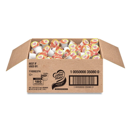 Coffee-mate 11000374 Liquid Coffee Creamer, Hazelnut, 0.38 Oz Mini Cups, 180/carton