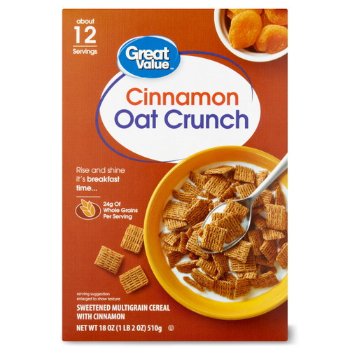 Great Value Cinnamon Oat Crunch Whole Grain Oat Cereal, 18 Oz