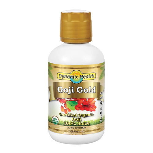 Dynamic Health Goji Gold | Organic Goji 100% Juice | Vegetarian, No Gluten Or Bpa, Dietary Supplement | 16oz