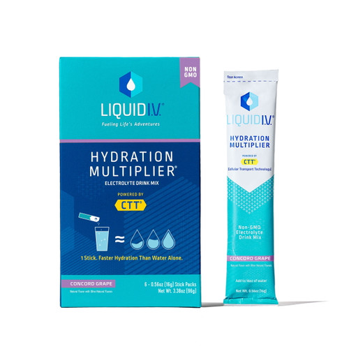 Liquid I.v. Hydration Multiplier Electrolyte Powder Packet Drink Mix, Grape, 6 Ct