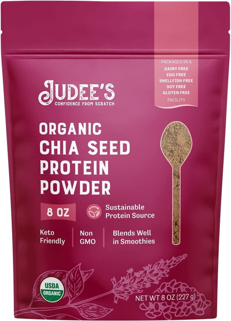 Judees Organic Chia Seed Protein Powder 8 Oz Non-gmo And Keto-friendly Sustainable Protein Source Blends Well In Smoothies And Protein Shakes Add To Oatmeal And Smoothie Bowls