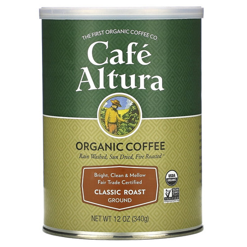 Cafe Altura, Organic Coffee, Classic Roast, Ground, 12 Oz Pack Of 2