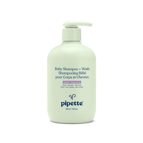 Pipette Tear-free Baby Shampoo & Wash, Sensitive Skin, Vanilla + Ylang Ylang, 11.8 Fl Oz